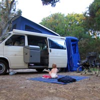 picnic rug and van