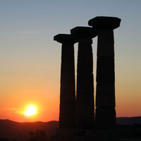 Three lonely pillars in Assoss, Turkey