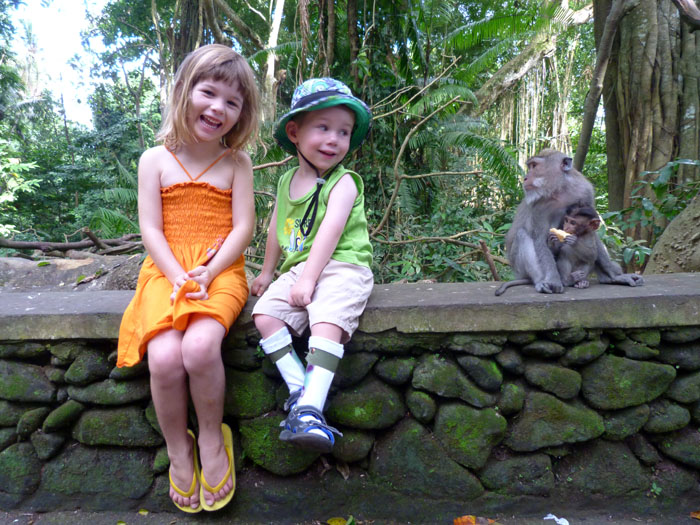 Olive and Jetson at the Monkey Forest