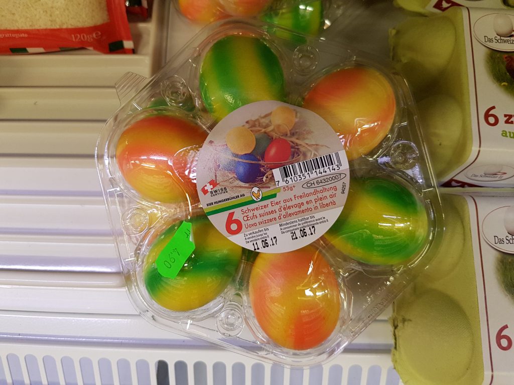 Coloured eggs in Switzerland