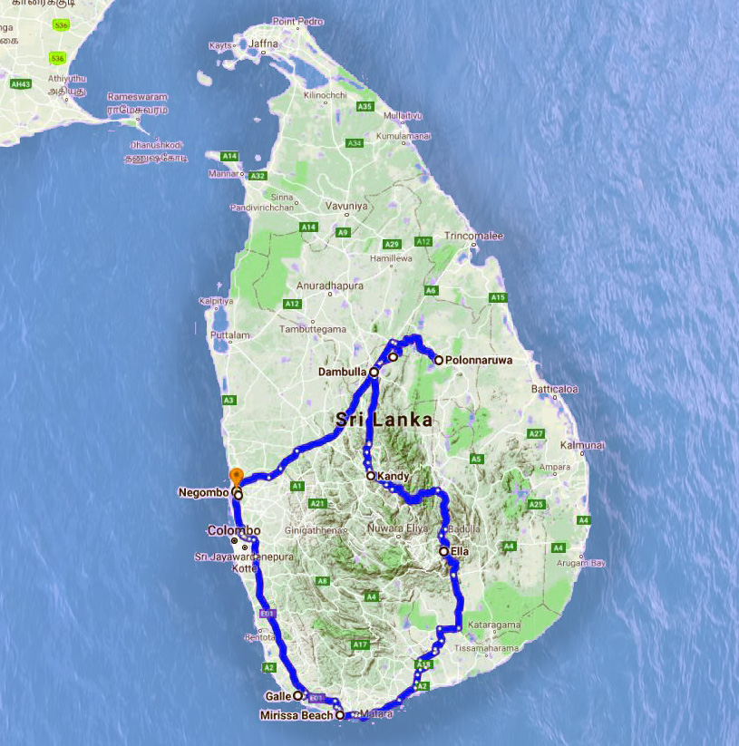 Our Sri Lanka Route