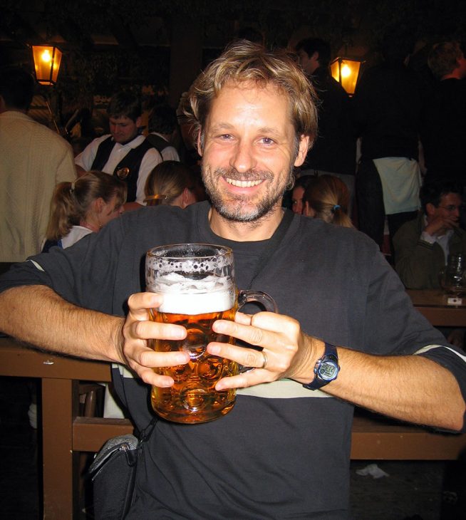 Having a beer at Oktoberfest in Germany