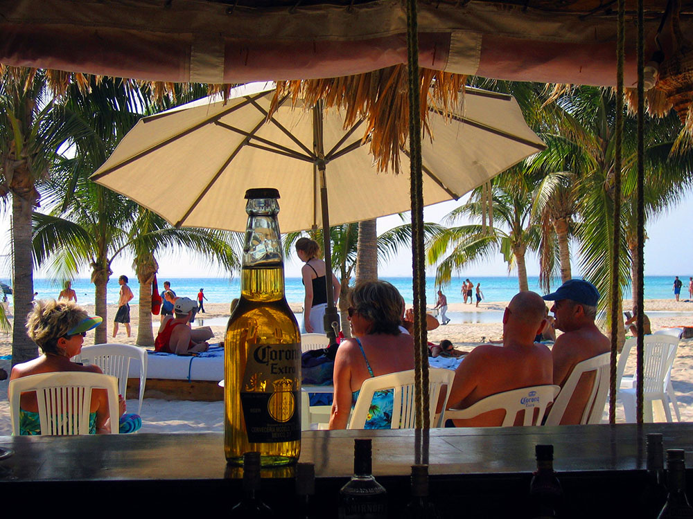 Having a beer in Mexico