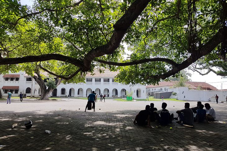 A cricket game in the main town square in Galle