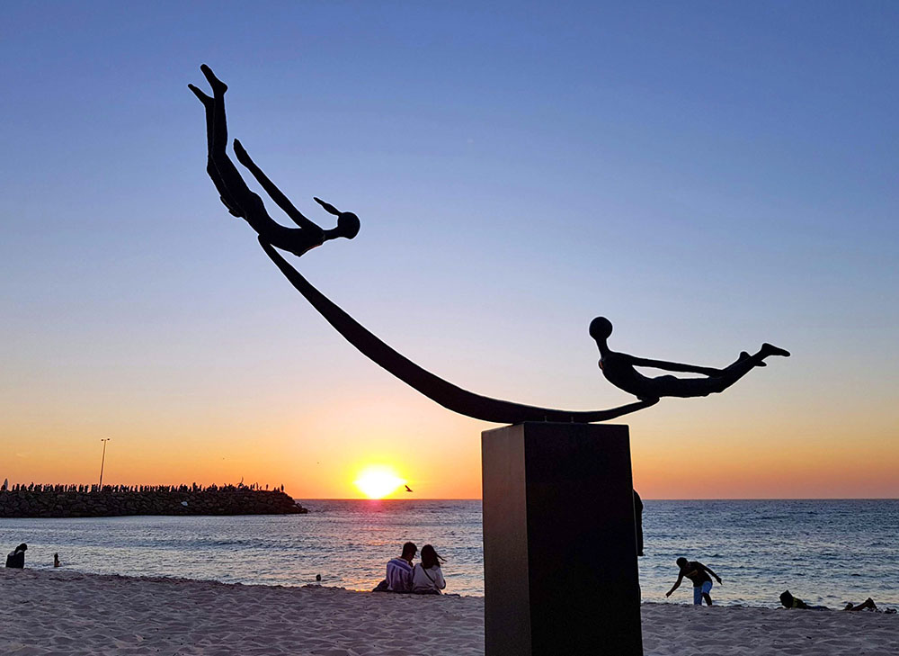 Cottesloe Beach sculpture sunset