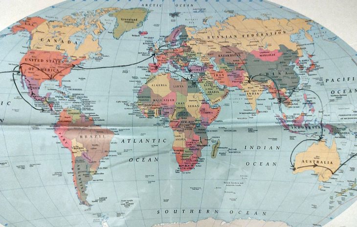 Around the world map